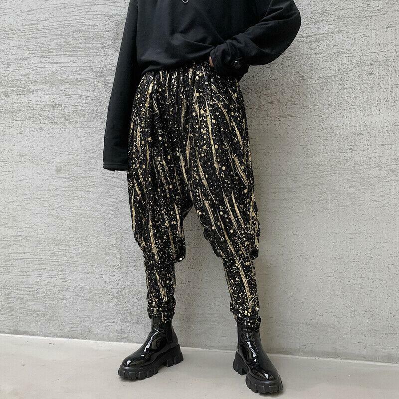 Sequins Men Pants Harem Hiphop Baggy Harajuku Gold Stage Party trousers pants