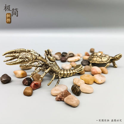 Vintage Brass Lobster Ornament Solid Copper Tea Pet Fish Tank Landscape