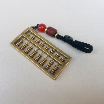 Brass Abacus Keychain Lucky Wealth Pendant Car Key Hanging Ornament