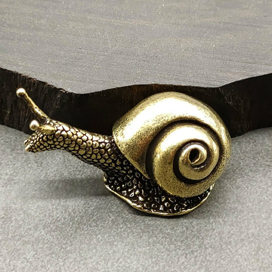 1.73" Solid Copper Snail Trinket Tea Pet Ceremony Antique Bronze Model Figurines