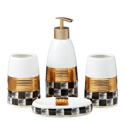 Ceramic Bathroom Accessories Set for Utility & Bathroom Decor Set Of 4
