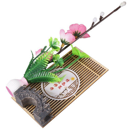 Floral Decor Plastic Wood Flower Sushi Plates Japanese Sashimi Trays Decorations