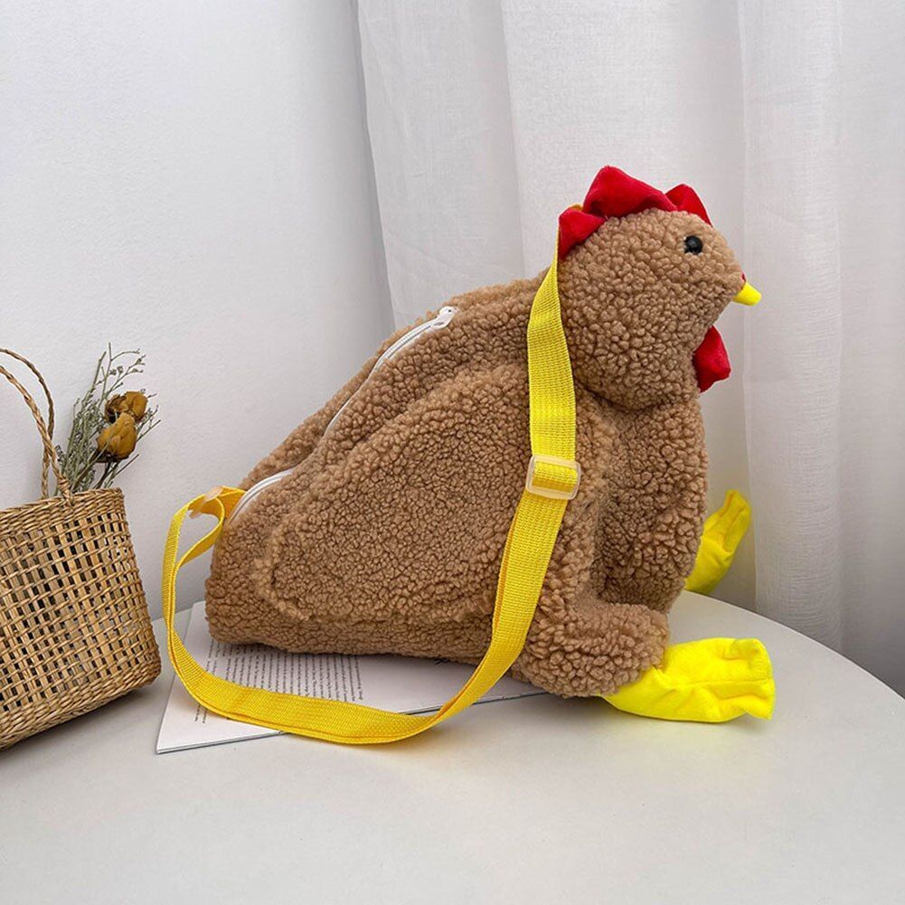 Plush Bag Cartoon Chicken Shoulder Bag Work Travel Women Handbags Crossbody Bag