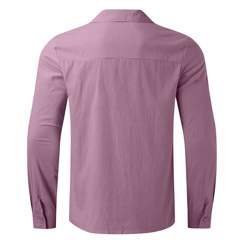 Blouse Shirt Long Sleeve Tops T Shirt Baggy Long Sleeve Linen Cotton Men