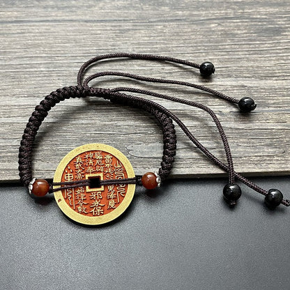 True Martial Emperor Shan Gui Flower Coin Bracelet Brass Red String Anklet