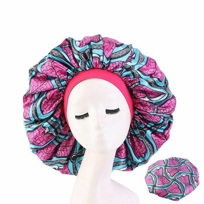 Sleep Night Cap Big Size Beauty Satin Silky Bonnet Head Cover Hat Curly Springy