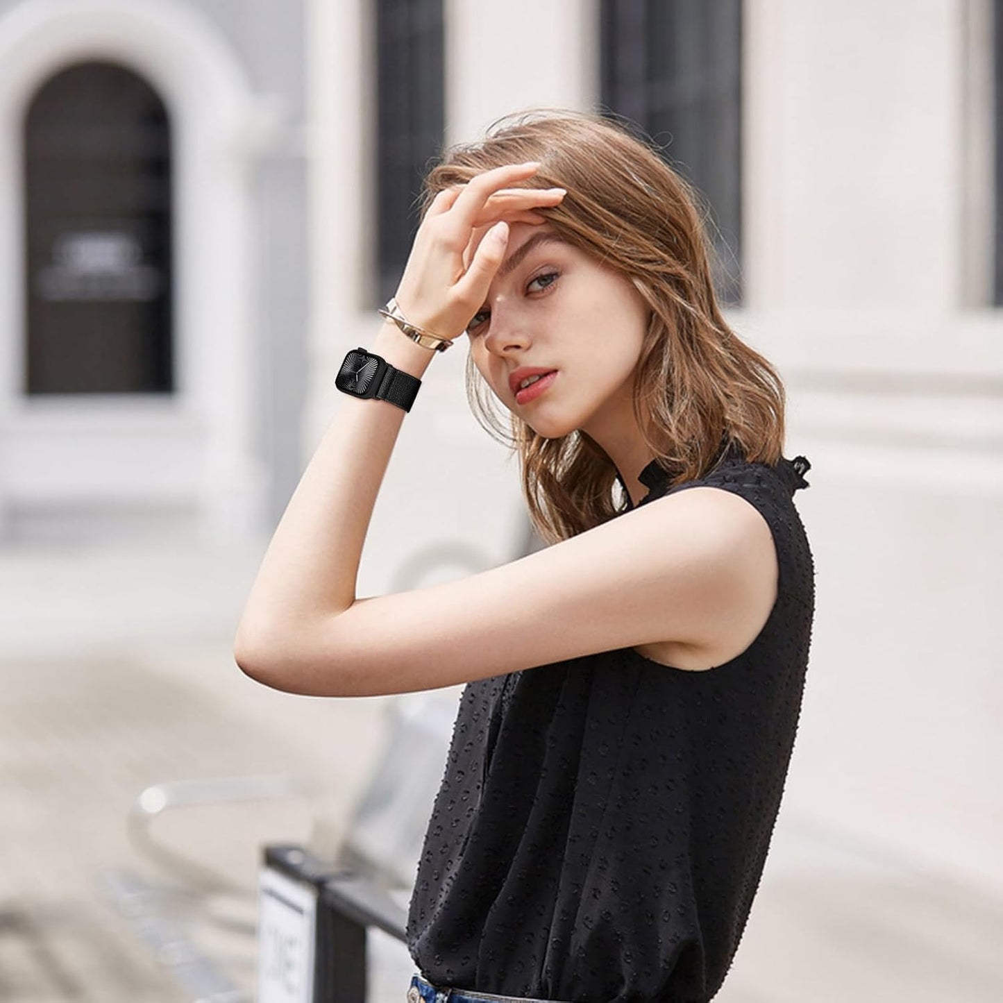 Stretchy Band with Magnetic Clasp Compatible for Apple Watch Bands Women Men 38M