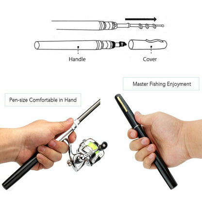 Fishing Rod Reel Pen 1M / 1.4M Pocket Collapsible Combo Mini Kit 7 Colors Shape