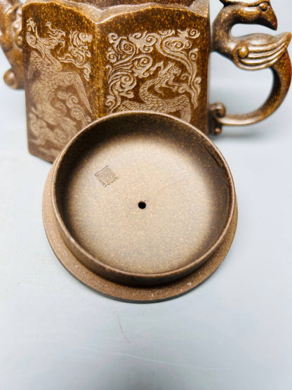 Chinese Yixing Zisha Clay Handmade Exquisite Dragon&Phoenix Teapot