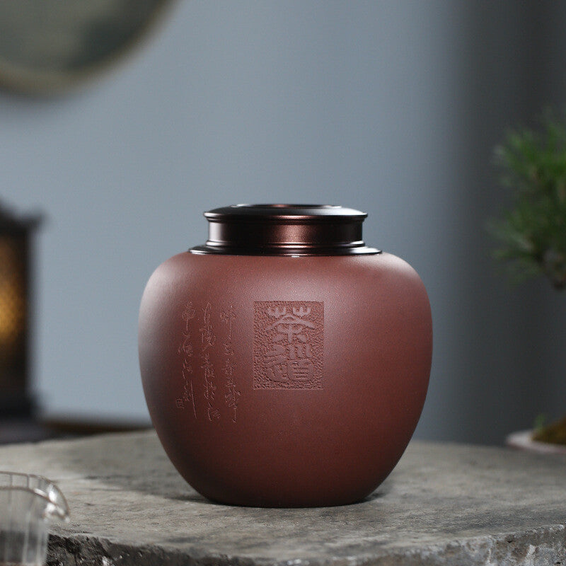 Sealed Tea Canister With Lid Chinese Yixing Zisha Purple Clay Awakening Tea Jar