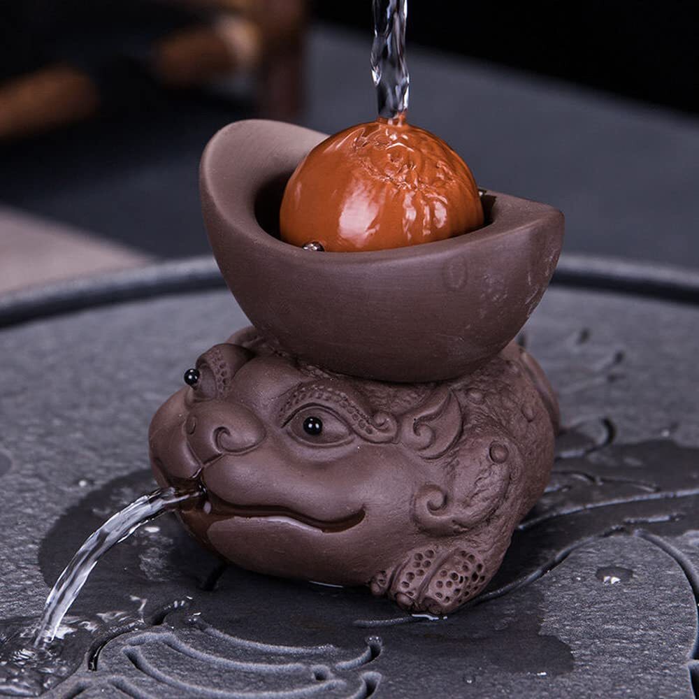7.5cm Purple Sand Toad Tea Pet Decor Tea Play Handmade Kung Fu Tea Set