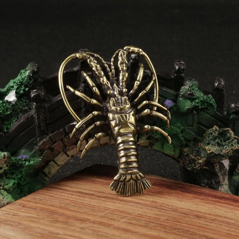 Brass Lobster Figurine Copper Carving Handicrafts Desk Decoration Tea Pet