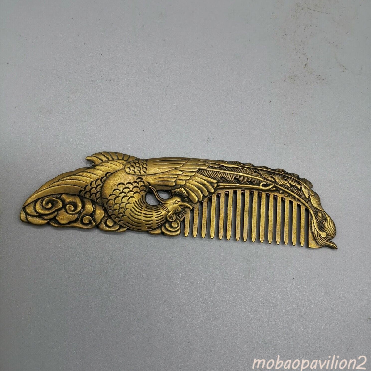 Exquisite Old Chinese Phoenix Comb Statue Copper Handmade