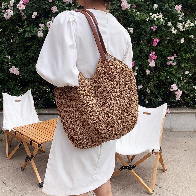 Large Straw Tote Bag - Thumbnail 2