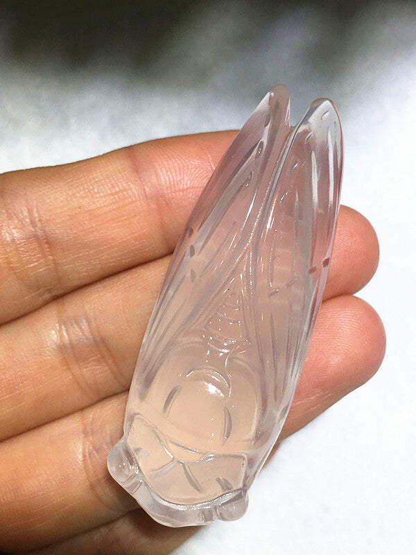New Natural Quartz Crystal Carved Cicada Gems Pendant Necklace Reiki Jewelry