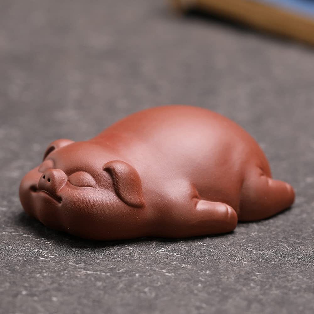 8cm Purple Sand Pig Tea Pet Ornaments Tea Play Kung Fu Tea Decor