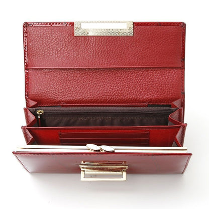 Genuine Leather Long Wallet Cowhide Purse Diamond Print Card Holder 2.5*19*9.5CM
