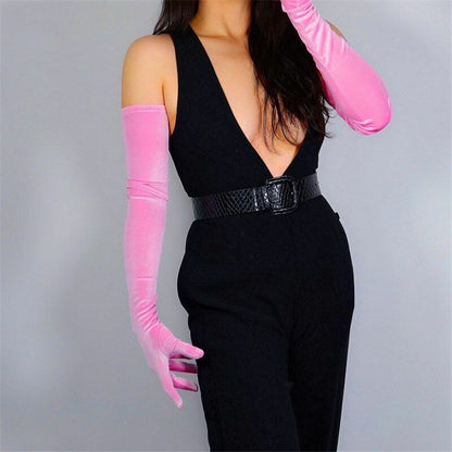 Fashion Velvet Gloves 22/40/50/60/70cm Long Opera Women Elastic Touchscreen Mitt