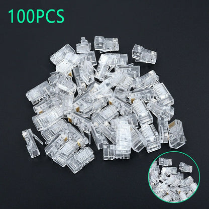 100Pcs Mini RJ45 Network Plug 8P8C CAT5e Cable Connector End Pass Through