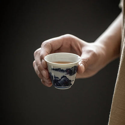 45ml Chinese Ceramic Tea Cup Handmade Landscape Porcelain Bowl Teaware Tea Set