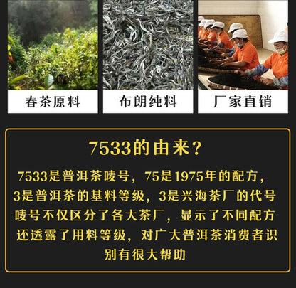 Xinghai 7533 Green Cake Raw Puerh Tea 357g Menghai Qi Zi Bing Puer Pu'er