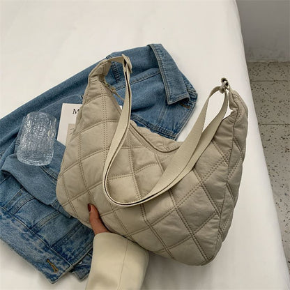 Nylon Padded Short Handle Totes Purse Big Handbags Soft Shoulder Bags Nylon 1 PC
