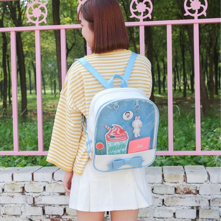 Clear Transparent Backpacks School Bag Bookbag 27*31*10 CM Blue Purple Black 1PC