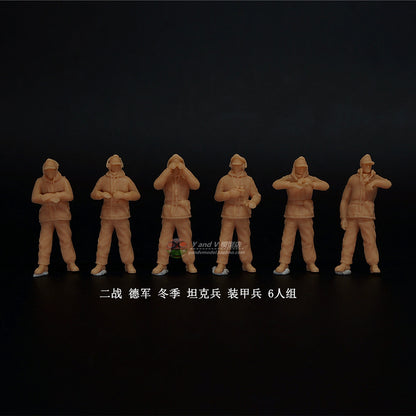 1/72 1/64 1/87 WWII German Winter Tank Armored Corps 7 Persons Unpainted Model