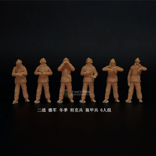 1/72 1/64 1/87 WWII German Winter Tank Armored Corps 7 Persons Unpainted Model