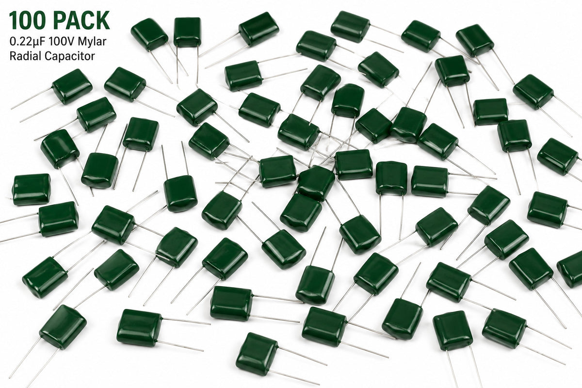 Mylar Radial Capacitor 10% 100 Volt 0.22 µF - Pack of 100