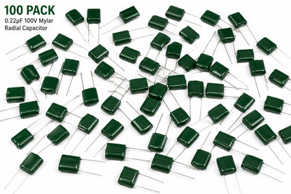 Mylar Radial Capacitor 10% 100 Volt 0.22 µF - Pack of 100