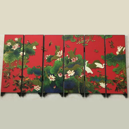 48cm Chinese Wooden Folding Screen Privacy Divider Mini Panel Desktop Decor