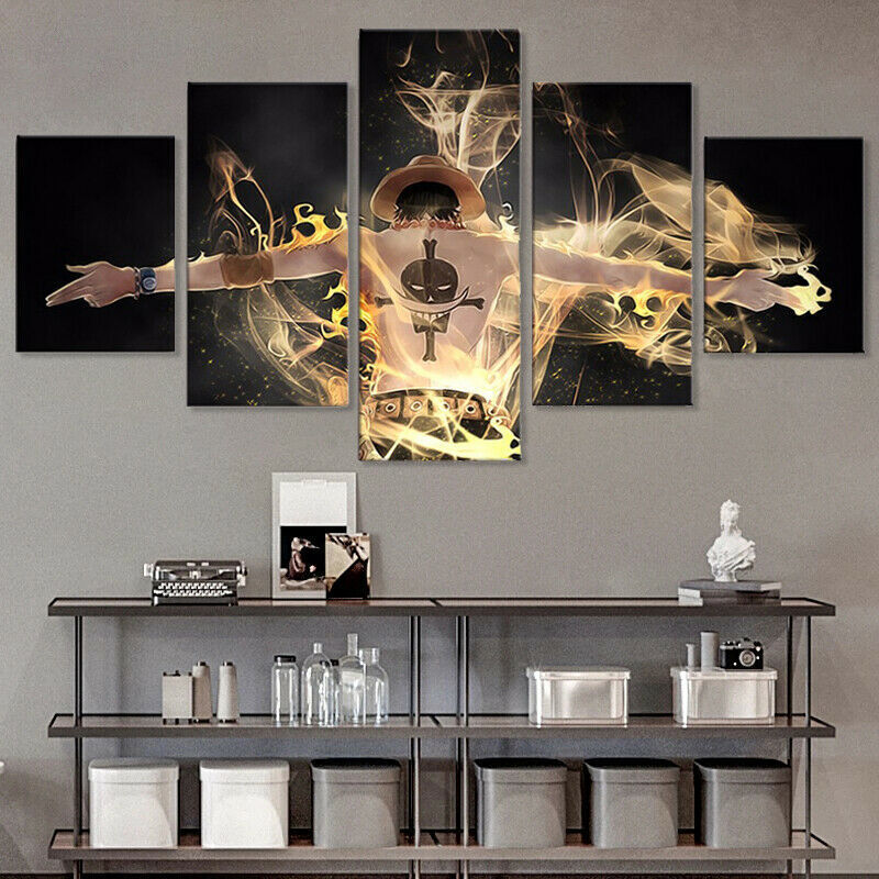 Anime One Piece Character Poster Canvas Prints Painting Wall Art Home Decor 5PCS