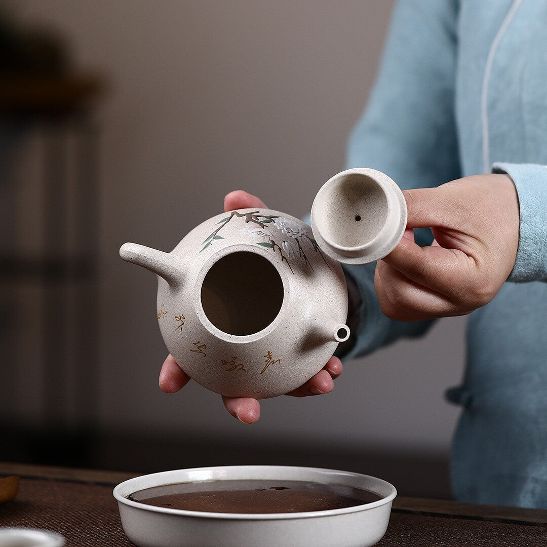 Chinese Tea Pot Real Yixing Zisha White Clay Shipiao Pot Marked Handmade Craft