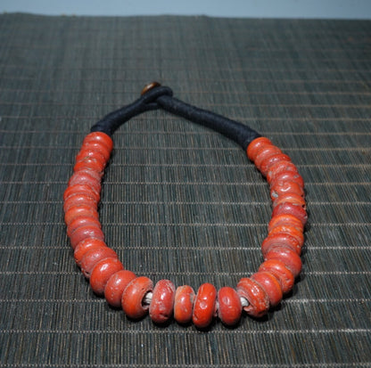 Chinese Old Coral Necklace Decor Collected