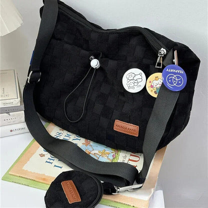 College Crossbody Bag Plaid Print Shoulder Bag New Cute Handbag