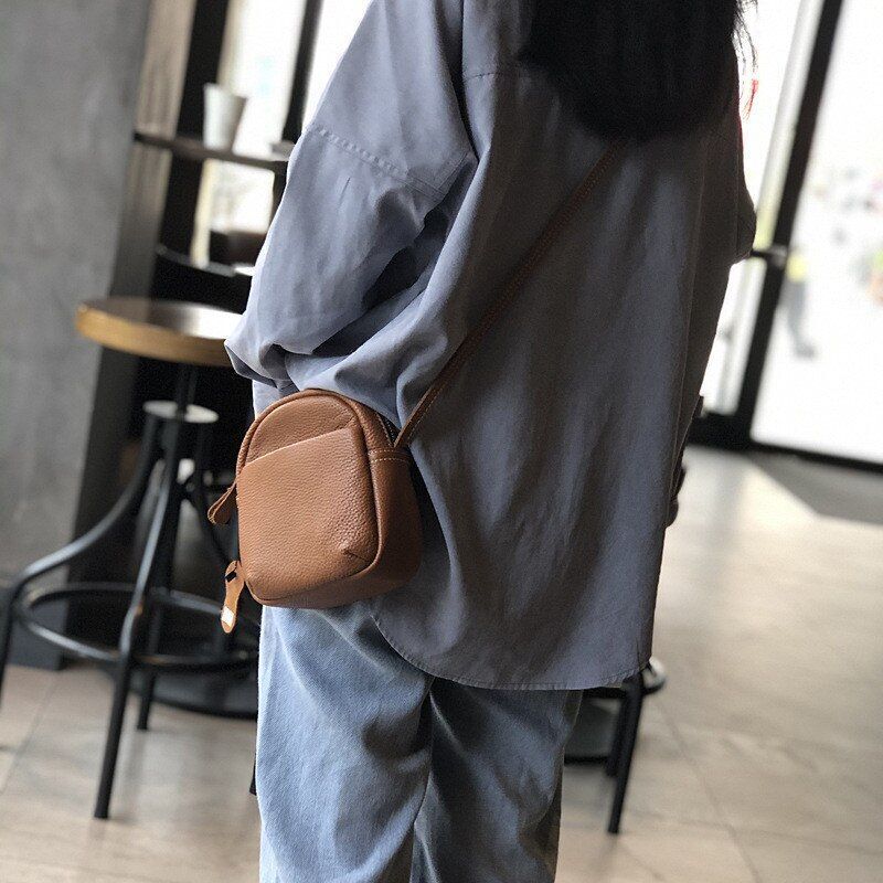 Genuine Leather Shoulder Bag Fashion Vintage Small Purse 14*7*18 CM Cotton Green