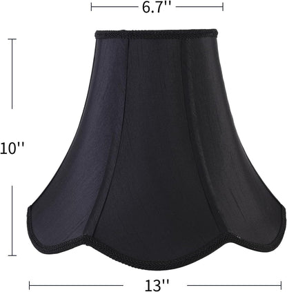 2 Pcs Scalloped Lamp Shades Black Scallop Lamp Shade 6.7``Top X 13``Bottom X 10`