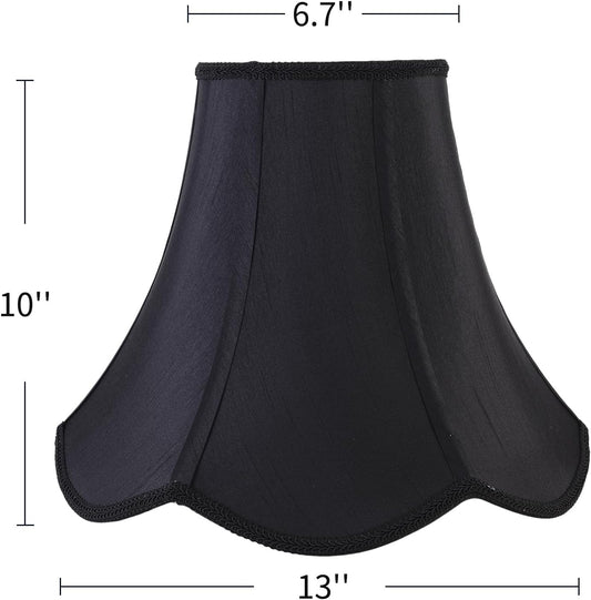 2 Pcs Scalloped Lamp Shades Black Scallop Lamp Shade 6.7``Top X 13``Bottom X 10`