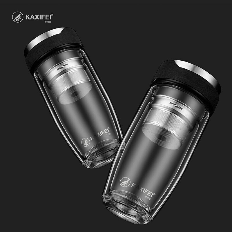Double Layer Glass Water Bottle Transparent Bottles Stainless Steel Tea Infuser