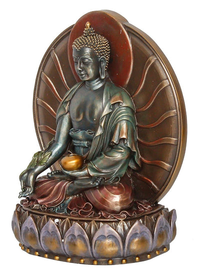 Handcrafted Meditating Lord Buddha Statue Sitting On Lotus Flower Sculpture