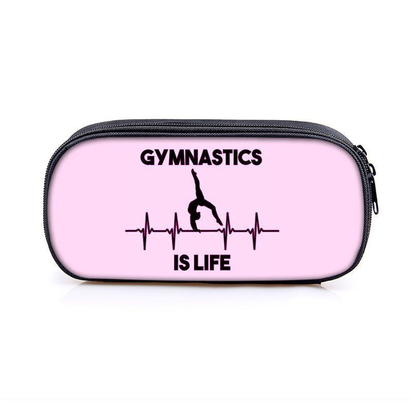 Elegant Gymnastic Art Print Cosmetic Bag Women Pencil Case Stationary Bag Canvas