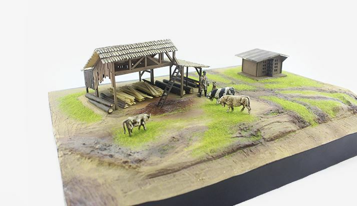 PMA WWII scenes the battle of malinowo Village platform 4 1/72 resin MODEL TANK