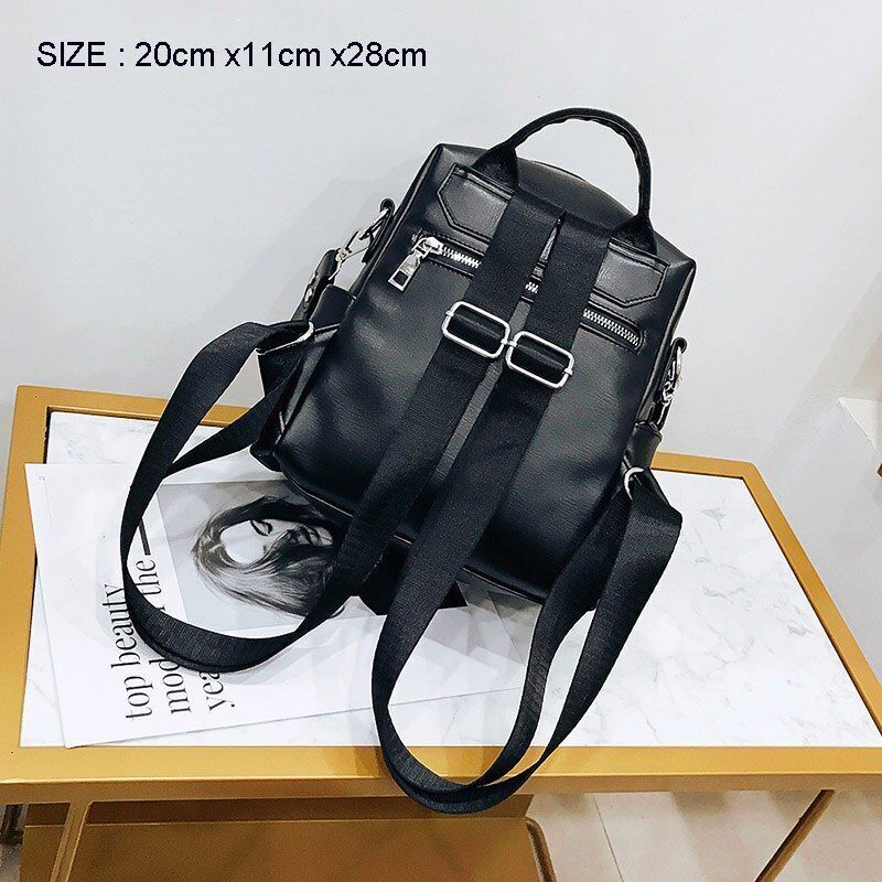 Synthetic Leather Backpack Bag Small Purse 20*11*28CM Pink/Black/White/Khaki 1PC