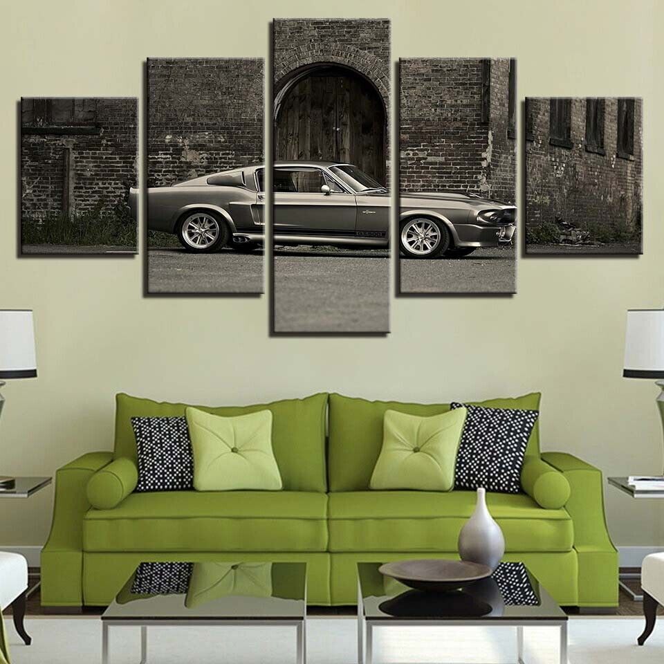 Ford Mustang Eleanor Car Sport Car Canvas Prints Painting Wall Art Home Decor 5P