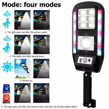 Lampara Luces LED Solar De Pared Para Exterior con Sensor Movimiento LUZ Policia