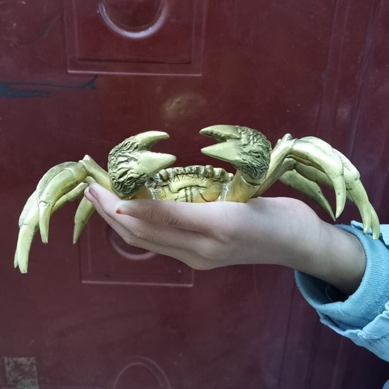 Big Brass Crab Statue Feng Shui Home Decor Figurine Collectibles
