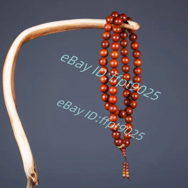 20mm*59 Natural Red Pear Wood Beads Necklace Meditation Buddha Prayer Beads