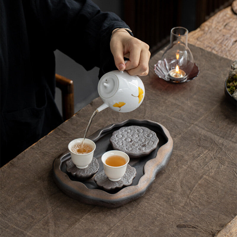 27.5cm Tea Plate Crude Pottery Tea Tray Serving Tray Reservoir Kung Fu Tea Set