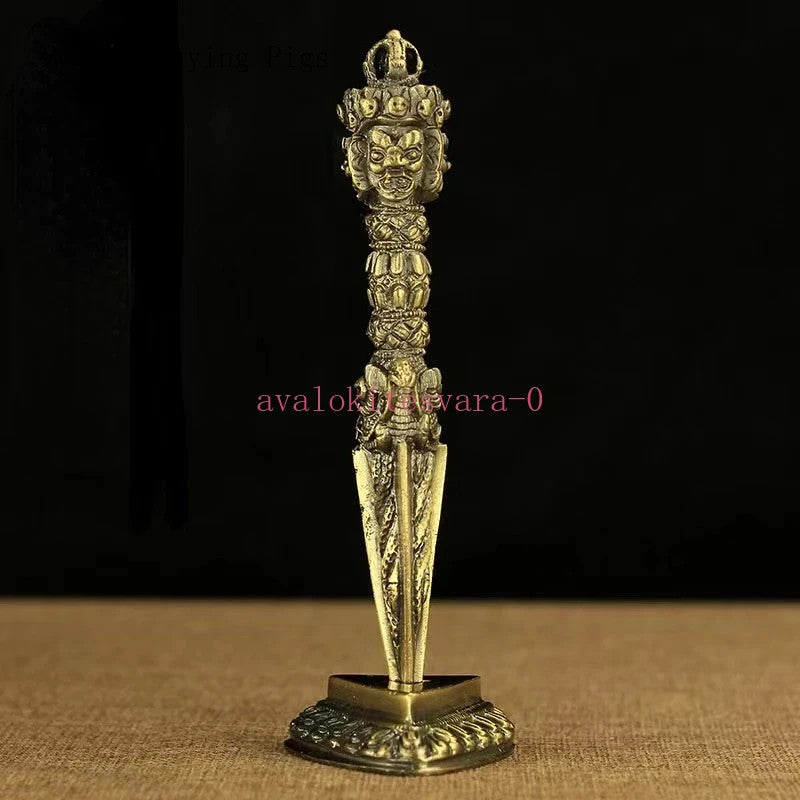 1pc Alloy Three Sided Puba Pestle Feng Shui Buddha Statue Exorcism Buddhist